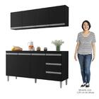 Armário Aéreo E Balcão Gabinete Com Tampo 160cm Andréia Preto