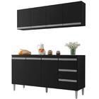 Armário Aéreo E Balcão Gabinete Com Tampo 160cm Andréia Preto