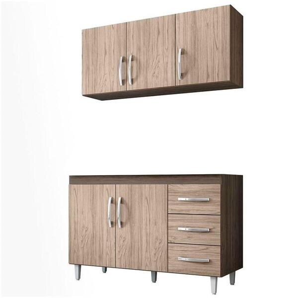 Armário Aéreo E Balcão Gabinete De Pia 120cm Isabel Castanho/