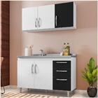 Armário Aéreo E Balcão Gabinete Elisa Com Pia Inox 120cm Bran