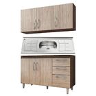 Armário Aéreo E Balcão Gabinete Isabel Com Pia Inox 120cm