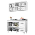 Armário Aéreo E Balcão Gabinete Isabel Com Pia Inox 120cm