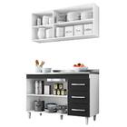 Armário Aéreo E Balcão Gabinete Isabel Com Pia Inox 120cm Bra