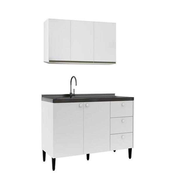 Armário Aéreo E Balcão Para Cuba 2 Portas Branco - Fdecor