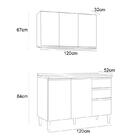 Armário Aéreo E Balcão Para Cuba 3 Portas Branco - Fdecor