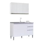 Armário Aéreo E Balcão Para Cuba 3 Portas Branco - Fdecor