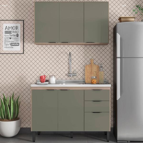 Armario Aereo E Balcao Para Pia 120cm Fi0009 Demobile