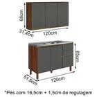 Armario Aereo E Balcao Para Pia 120cm Mdf Kali Premium Amendo