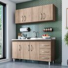 Armário Aéreo E Balcão Sem Tampo 160cm Isabel Castanho Avelã