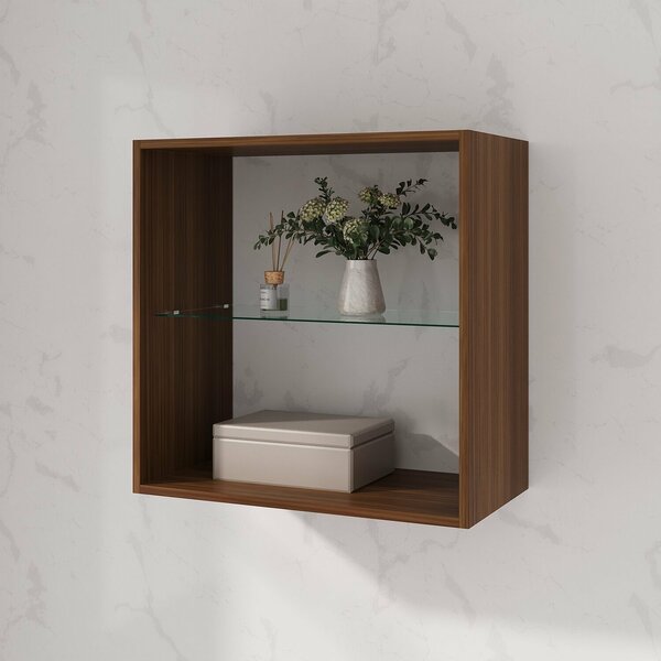 Armário Aéreo Fit 60cm Sem Porta E Com Prateleira De Vidro Ol