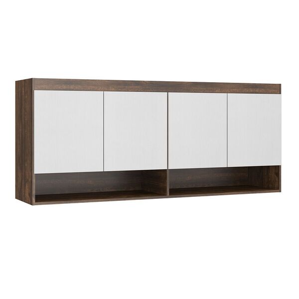 Armário Aéreo Guarda Roupa 160 Cm 4 Portas Mdp Castanho Branc