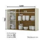 Armário Aéreo Henn 120cm 3 Portas Com Vidro Essência C551