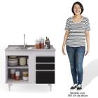 Armário Aéreo Indiana E Balcão Gabinete 100cm Com Pia Inox Lu