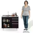 Armário Aéreo Indiana E Balcão Gabinete 100cm Com Pia Inox Lu