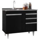 Armário Aéreo Indiana E Balcão Gabinete 100cm Com Pia Inox Lu