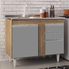 Armário Aéreo Indiana E Balcão Gabinete 100cm Com Pia Inox Lu