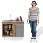 Armário Aéreo Indiana E Balcão Gabinete 100cm Com Pia Inox Lu