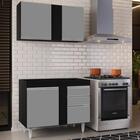 Armário Aéreo Indiana E Balcão Para Pia 100cm Luziania Preto/