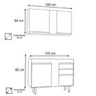 Armário Aéreo Indiana E Balcão Para Pia 100cm Luziania Preto/