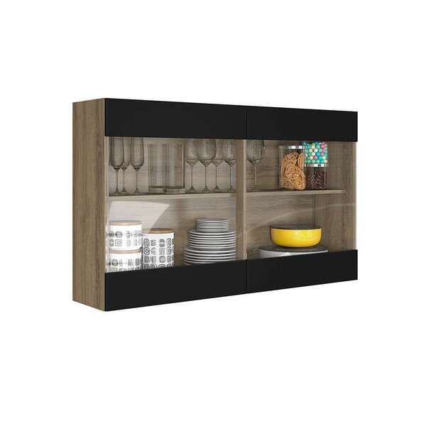 Armário Aéreo Itamaxi 2 Pt Preto E Castanho