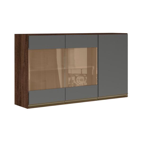 Armário Aéreo Kali Premium 120cm 2 Portas Com Vidro E 1 Porta