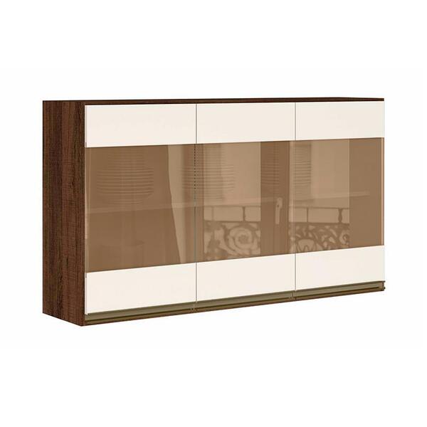 Armário Aéreo Kali Premium 120cm 3 Portas Com Vidro - Nicioli