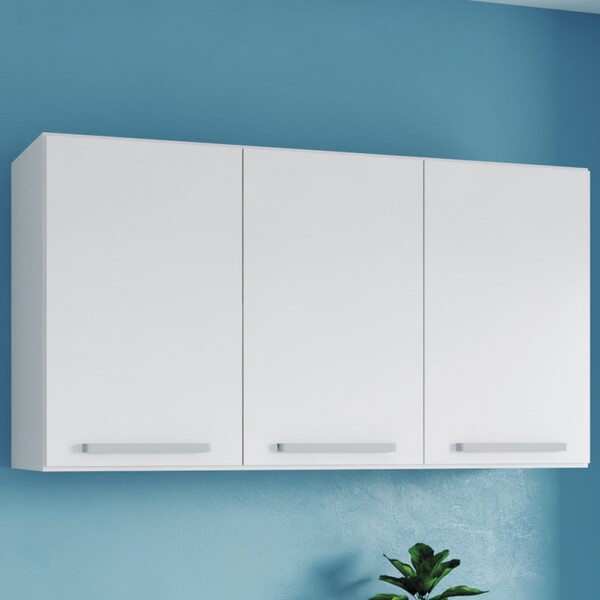 Armário Aéreo Lavanderia 3 Portas 1 Prateleira Branco - Móvei