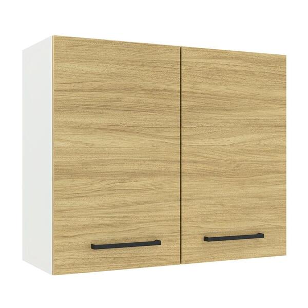 Armário Aéreo Madesa Agata 80 Cm 2 Portas - Branco/carvalho