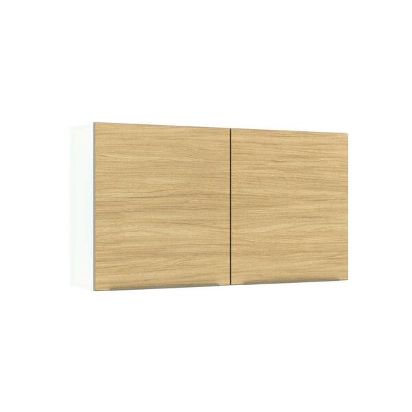 Armário Aéreo Madesa Lux 120 Cm 2 Portas - Branco/carvalho