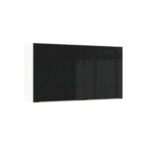 Armário Aéreo Madesa Lux 120 Cm 2 Portas - Branco/preto