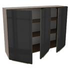 Armário Aéreo Madesa Lux 120 Cm 3 Portas - Rustic/preto