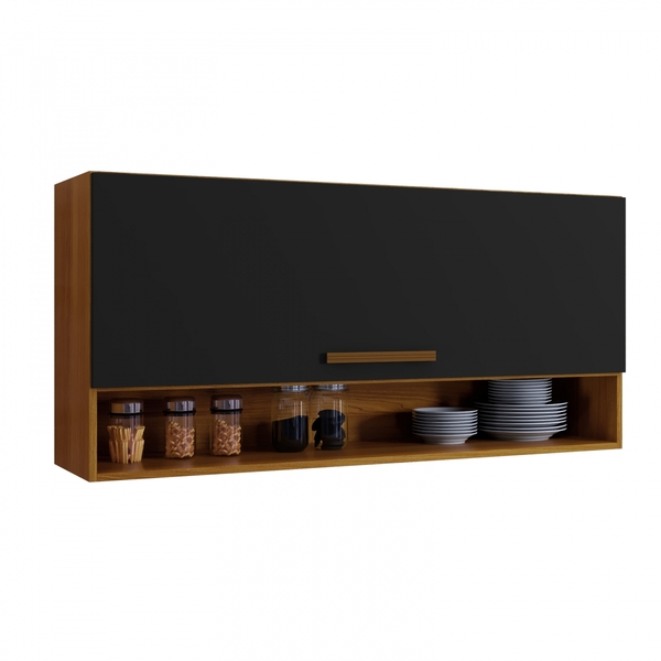 Armário Aéreo Max Arte Móveis Brilho Com Nicho Freijó-grafite