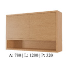 Armário Aéreo de Cozinha 100% MDF Carvalho com 2 Portas 120x78x32cm Condessa Nesher