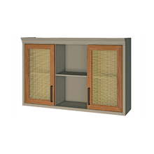 Armário Aéreo 2 Portas Abrir 1,2mx78cmx32cm MDF Fendi com Freijó Diamante Nesher