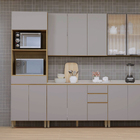 Armário Aéreo de Cozinha MDP Freijó e Cinza com 2 Portas 80x85x33cm Slim Luciane