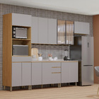 Armário Aéreo de Cozinha MDP Freijó e Cinza com 2 Portas 80x85x33cm Slim Luciane