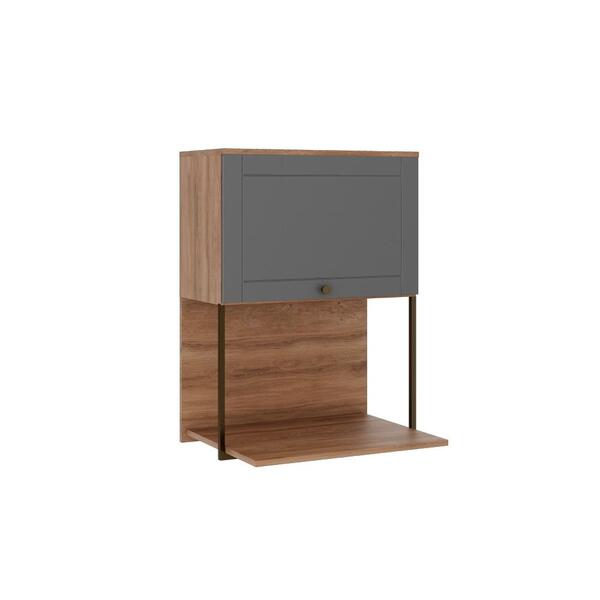 Armário Aéreo Milla 1 Porta Nog/cinza Tubo Ouro Velho Carraro