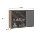 Armário Aéreo Milla Com Portas De Vidro E Nog/cinza 120cm Car