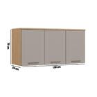 Armário Aéreo Modulado Elegance 3 Portas - Carvalho/cinza