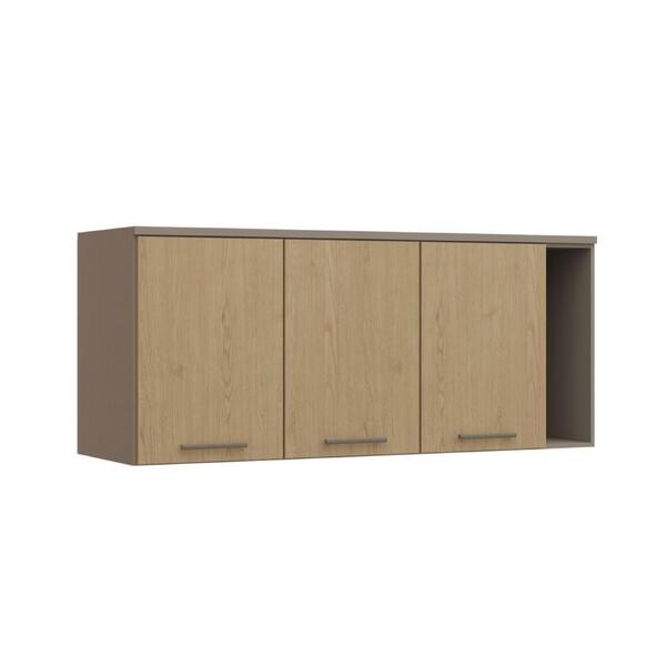 Armário Aéreo Modulado Elegance 3 Portas E 1 Nicho - Cinza/c