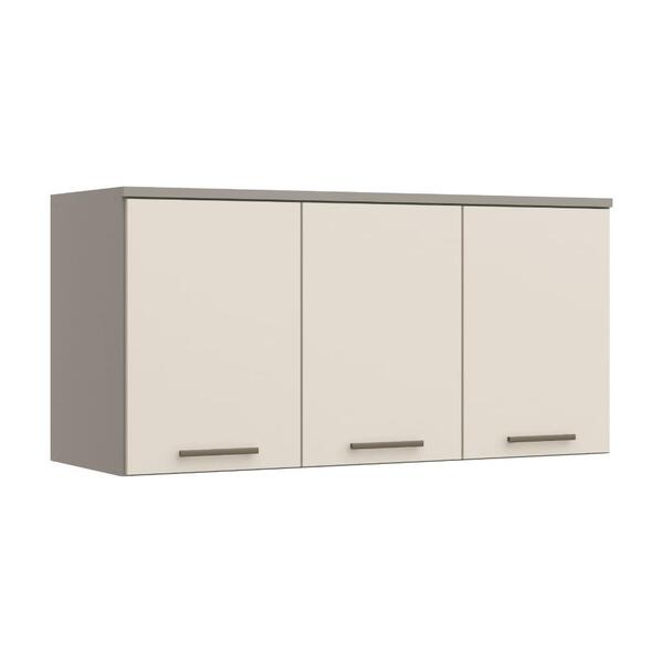 Armário Aéreo Modulado Elegance C/3 Portas - Cinza/off White