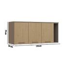 Armário Aéreo Modulado Elegance C/3 Portas E 1 Nicho - Cinza