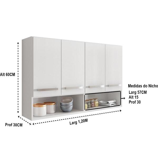Armario Aereo Moveis De Cozinha Multiuso 4 Portas Branco Leroy Merlin Branco 4 portas acabamento alto brilho puxadores pvc cromados. cozinha multiuso 4 portas branco