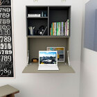 Armário Aéreo Multiuso Enjoy Com Bancada Retrátil - Fumê/graf