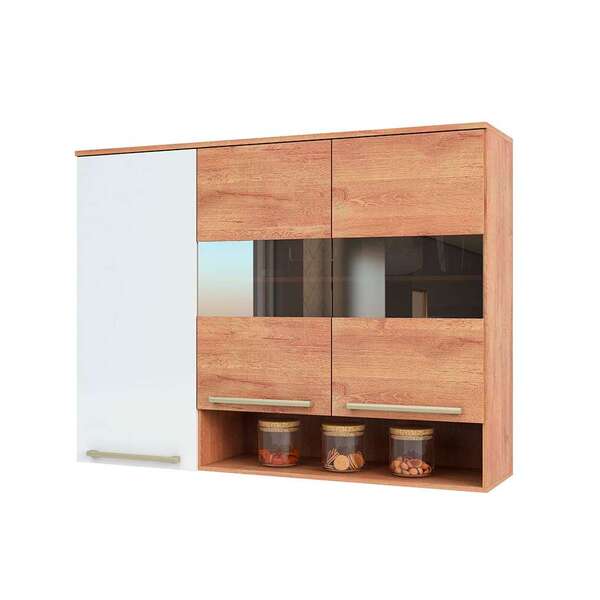 Armário Aéreo Napoli Prime 3 Pt Castanho E Branco