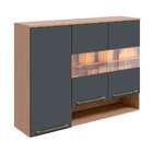 Armário Aéreo Napoli Prime 3 Pt Castanho E Chumbo