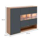 Armário Aéreo Napoli Prime 3 Pt Castanho E Chumbo