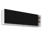 Armário Aéreo Nevada Com Nicho 180cm 4 Portas Branco/preto -