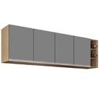 Armário Aéreo Nevada Com Nicho 180cm 4 Portas Castanho/cinza