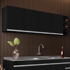 Armário Aéreo Nevada Com Nicho 180cm 4 Portas Preto - Lumil